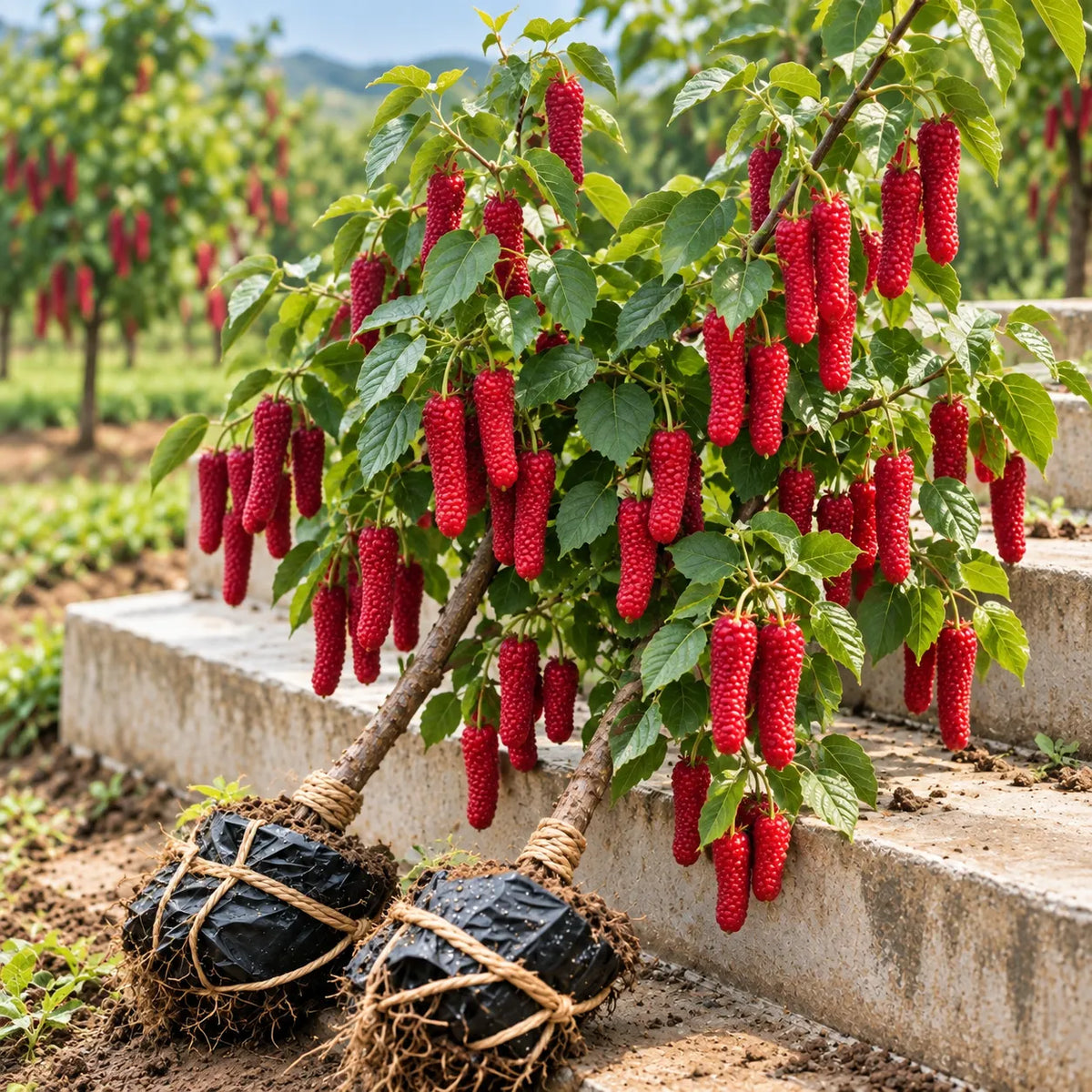 🌳 Giant Red & Black Mulberry Tree Saplings – Grow Sweet Berries at Home 🌿