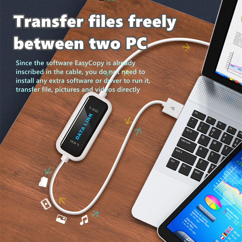 USB kabelis iš kompiuterio į kompiuterį [Plug and Play – nereikia įdiegti / tvarkyklės 
