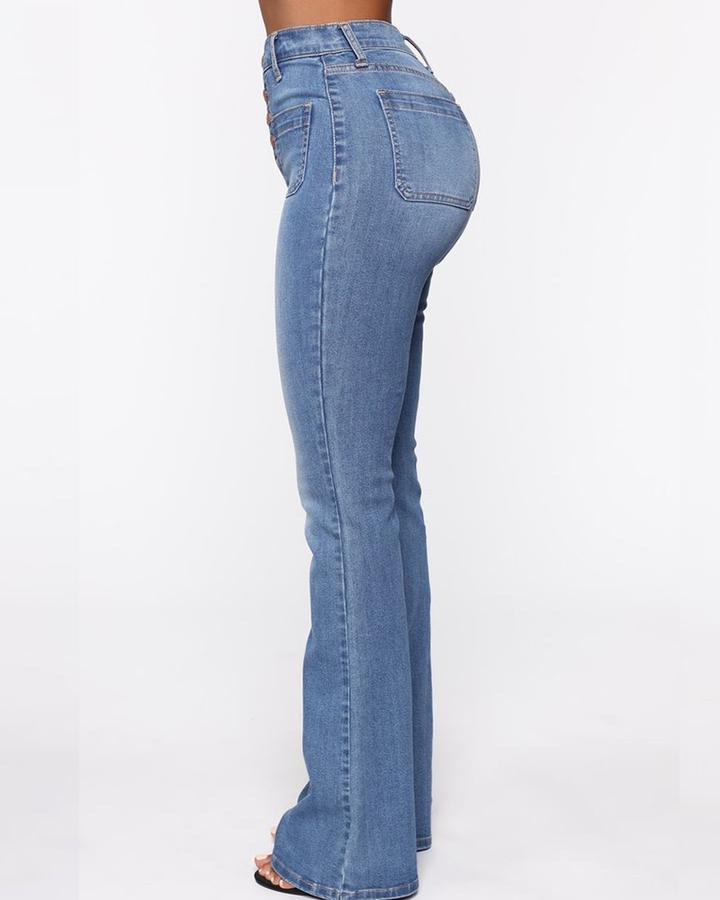 👖 Kelnės aukštu juosmeniu ir sagomis 