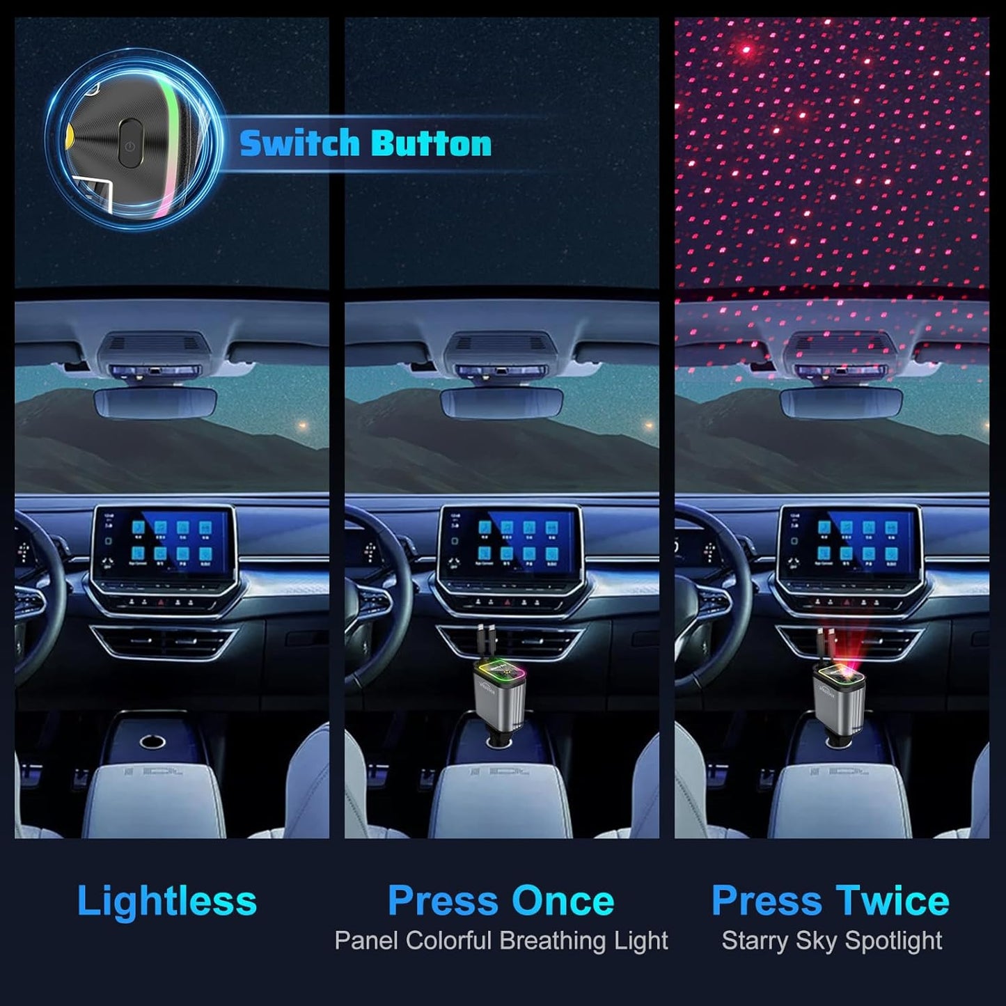 2025 Starlight zložljiv 4-v-1 avtomobilski hitri polnilnik za mobilne telefone-SI