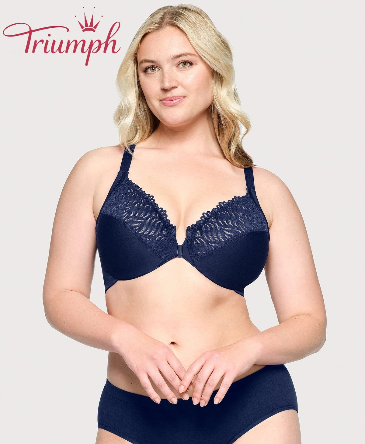 Triumph - (4 kosi) - 💖Modrček z zapenjanjem spredaj in T-izrezom-SI