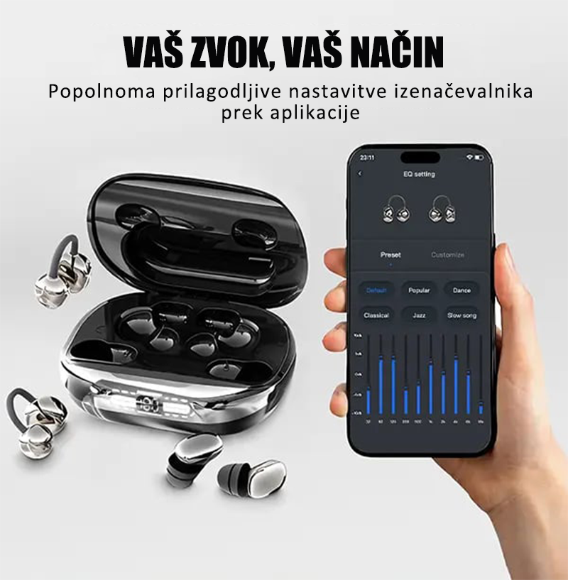 Brezžične slušalke 3 v 1 s polnilno enoto (power bank)
