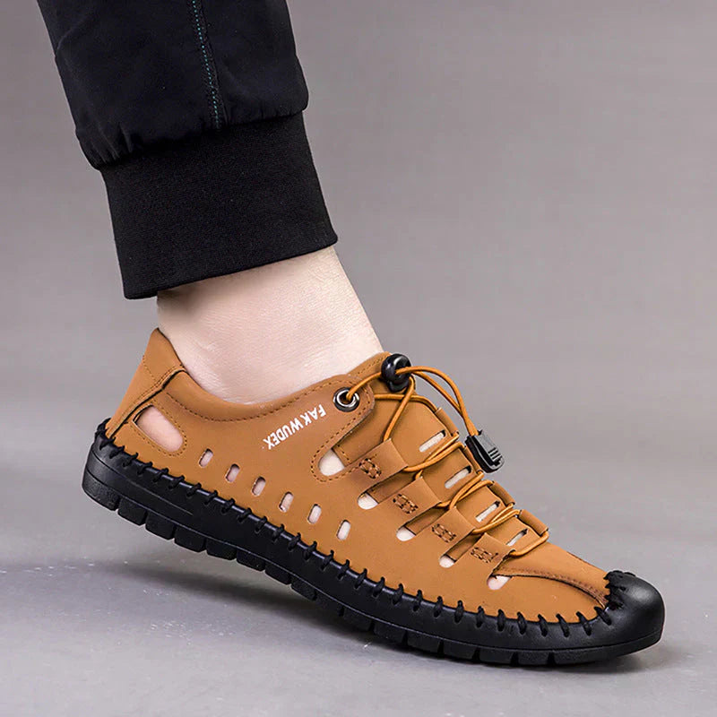 🔥Δερμάτινα σανδάλια aviator με κοντά δάχτυλα👞-GR