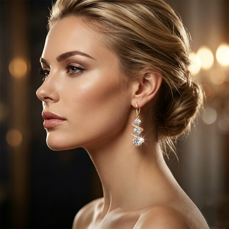 💎👗 Asimetrični spiralni in viseči uhani ✨-SI