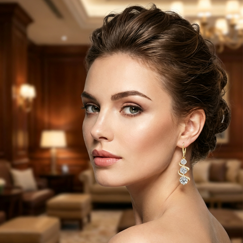 💎👗 Asimetrični spiralni in viseči uhani ✨-SI