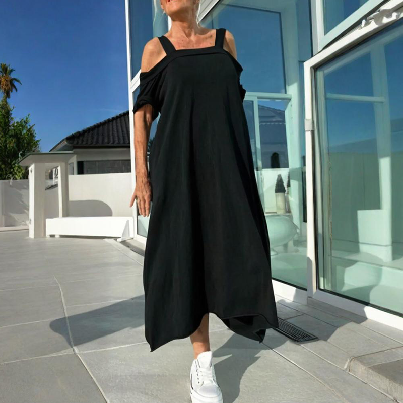 🏖️Specialūs vasaros pasiūlymai🌴Moteriška laisvalaikio ilgio suknelė su atvirais pečiais-LT