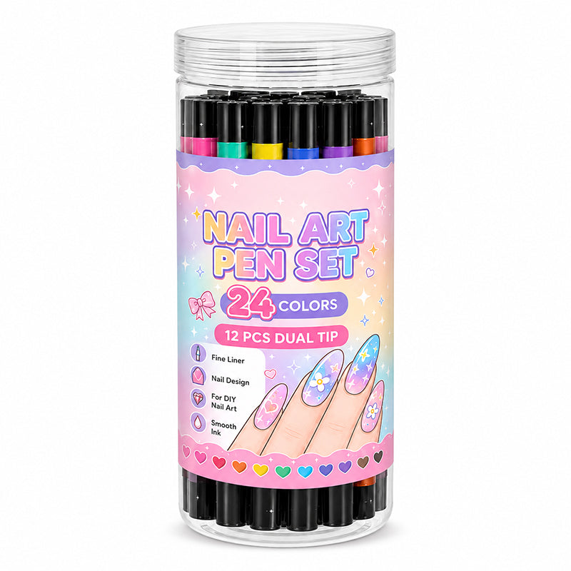 💅 ČASOVNO OMEJEN 50 % POPUST! 💥 Komplet 24 barvitih dvostranskih flomastrov za poslikavo nohtov – kreativni, salonske kakovosti, enostavni za izdelavo ✨-SI
