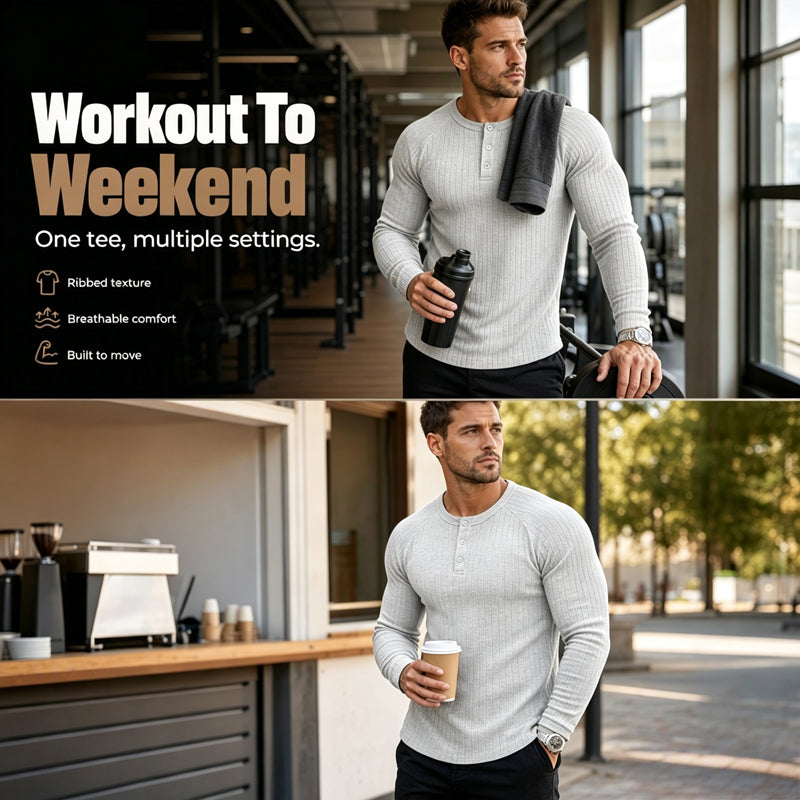 🍁Pridobite si novo jesensko modo - moško slim fit Henley srajco-SI