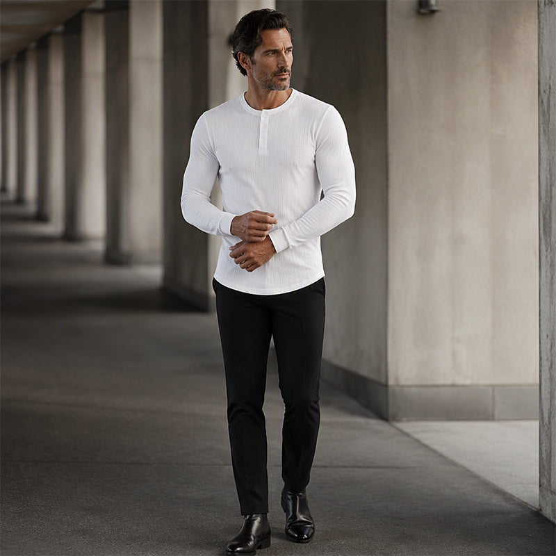 🍁Pridobite si novo jesensko modo - moško slim fit Henley srajco-SI