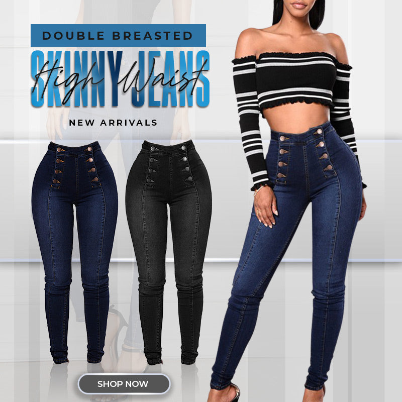 📦Με αντικαταβολή👖Ψηλόμεσο στενό τζιν με διπλό της-GR
