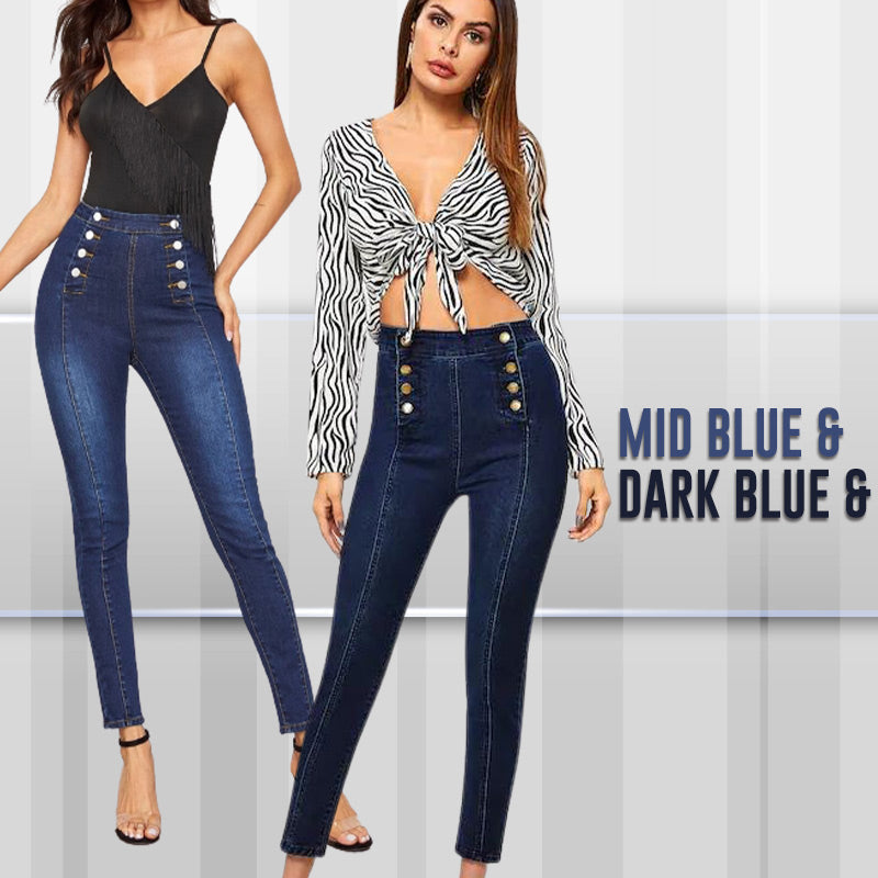 📦Με αντικαταβολή👖Ψηλόμεσο στενό τζιν με διπλό της-GR