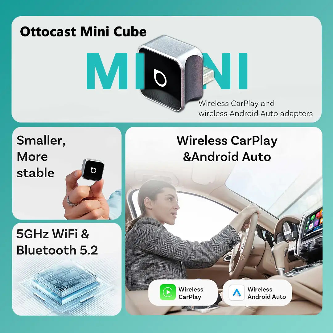 Ασύρματος προσαρμογέας Ottocast Mini 3.0 Ultra Cube CarPlay για Android Auto-SI