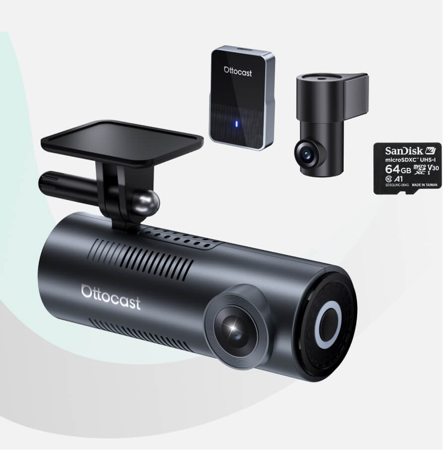 OttoSafe Cam 3-v-1 dvojna kamera za armaturno ploščo in brezžični adapter CarPlay-SI