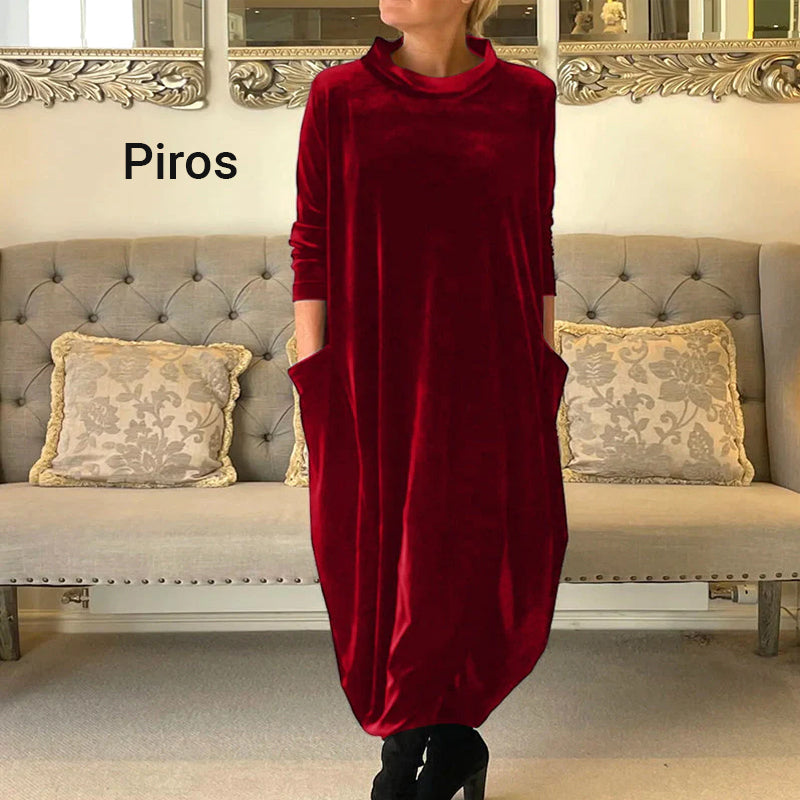 Elegantna dolga žametna obleka