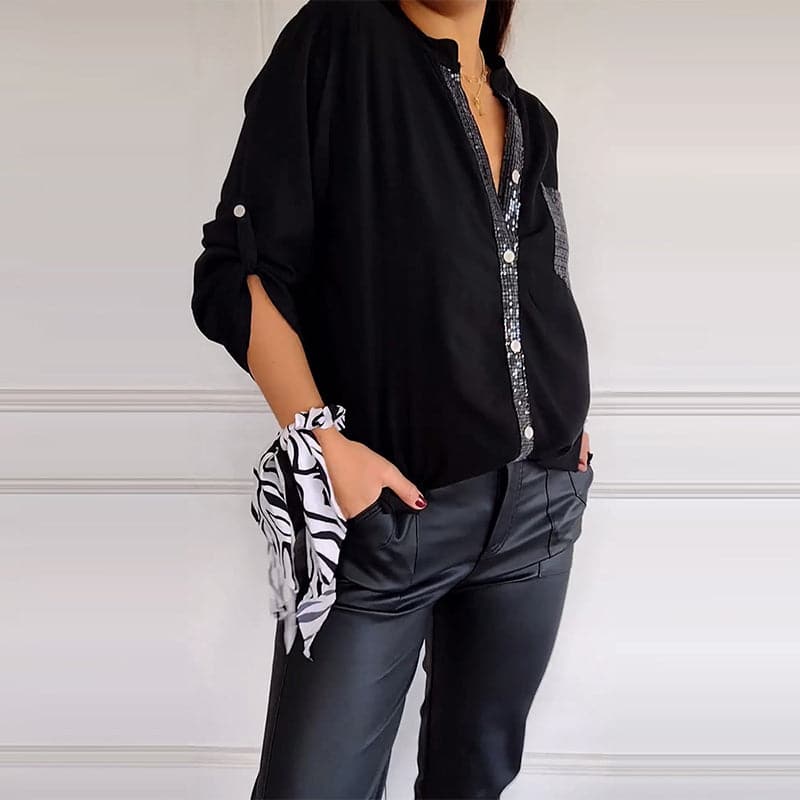 🔥2024 Casual patchwork τοπ με παγιέτες-GR 