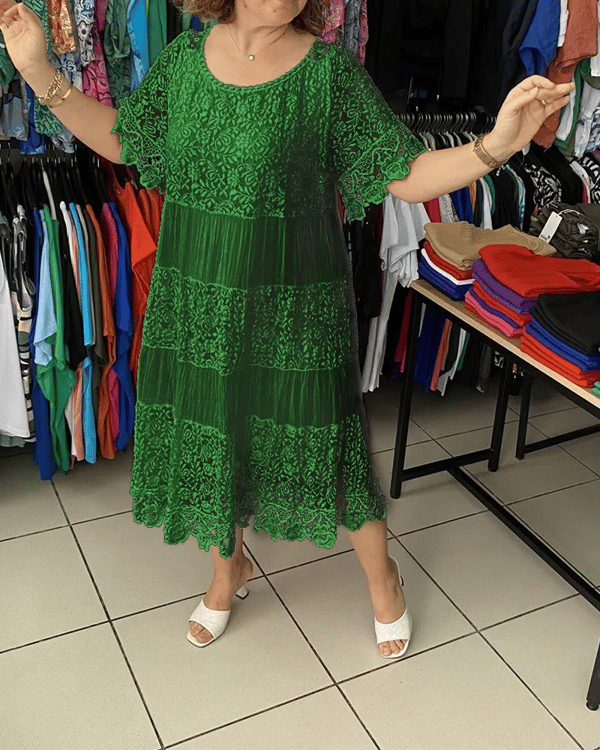 💝Vienspalvė karūnos φόρεμα trumpomis rankovėmis👗-LT