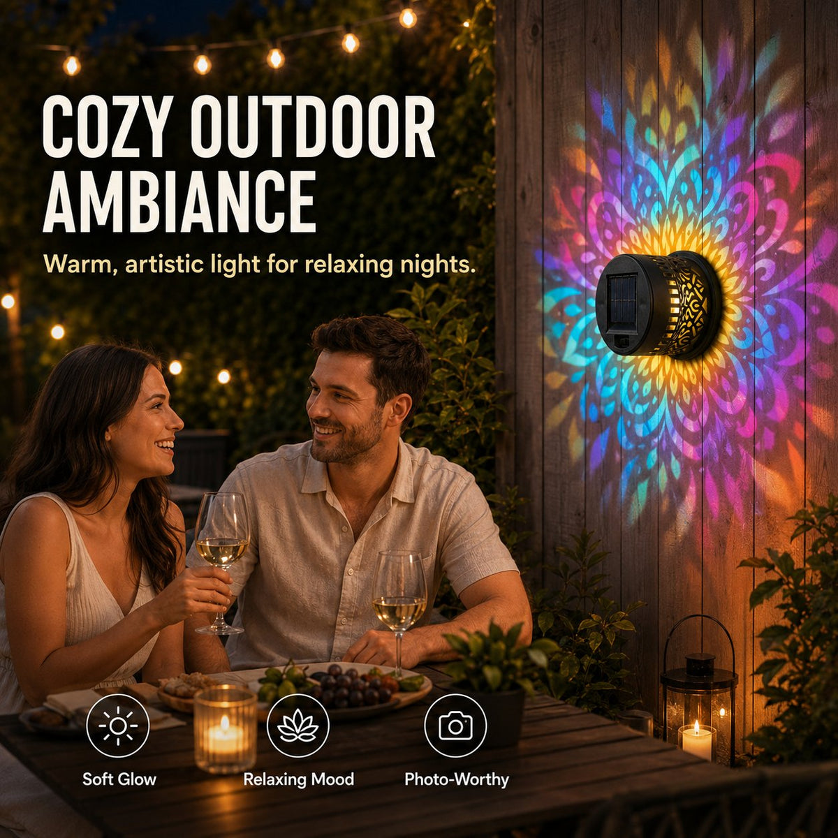 🔥 Omejen 50 % POPUST — Solarna projektorska luč Mandala za čarobno zunanje vzdušje-SI
