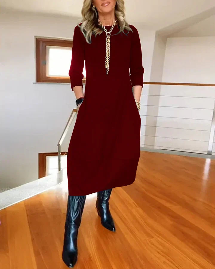✨ Suknelė ilgomis rankovėmis otāliu kaklu-LT 