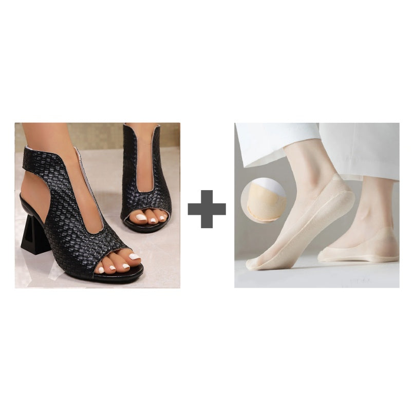 🏖️👠Elegantni sandali z visoko peto in odprtim prstom za ženske – vitke noge, udobna hoja 👡-SI