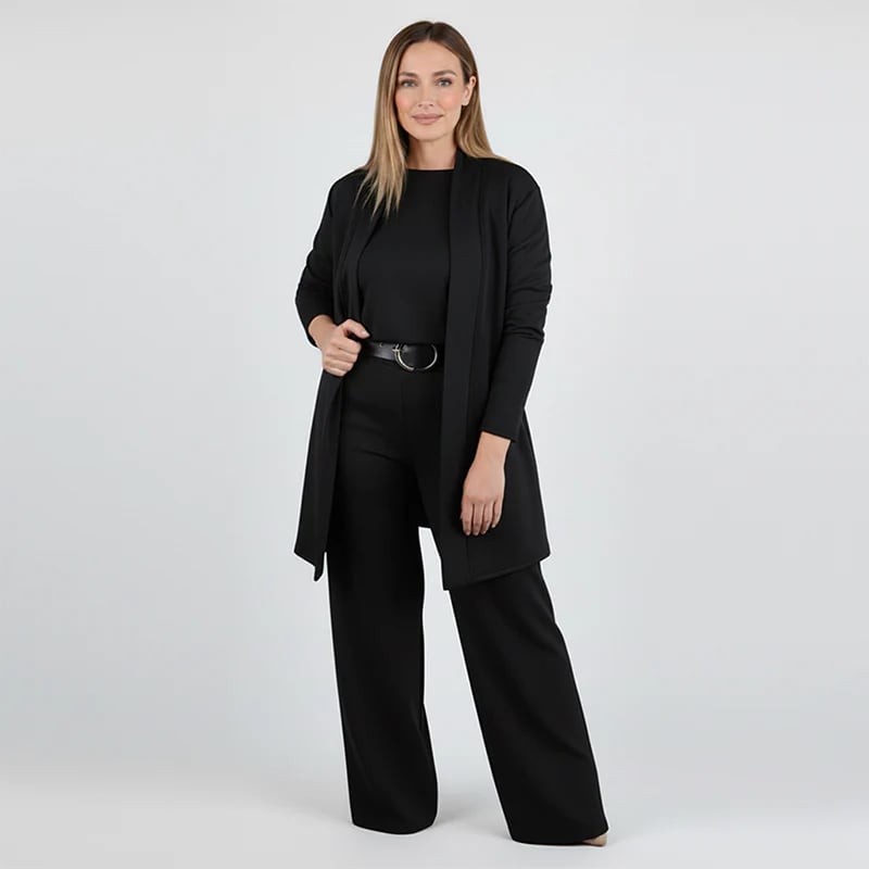 ⏳Posebna časovno omejena ponudba⏰Elegantni 3-delni komplet, ki vključuje dolg kardigan, majico in hlače💞-SI