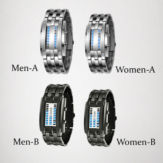 ⌚ ZDAJ 50 % POPUSTA! 🤓 Cyberpunk binarna LED ura – »Samo geeki jo razumejo« – futuristična, edinstvena in privlačna z modrim LED zaslonom 💙-SI
