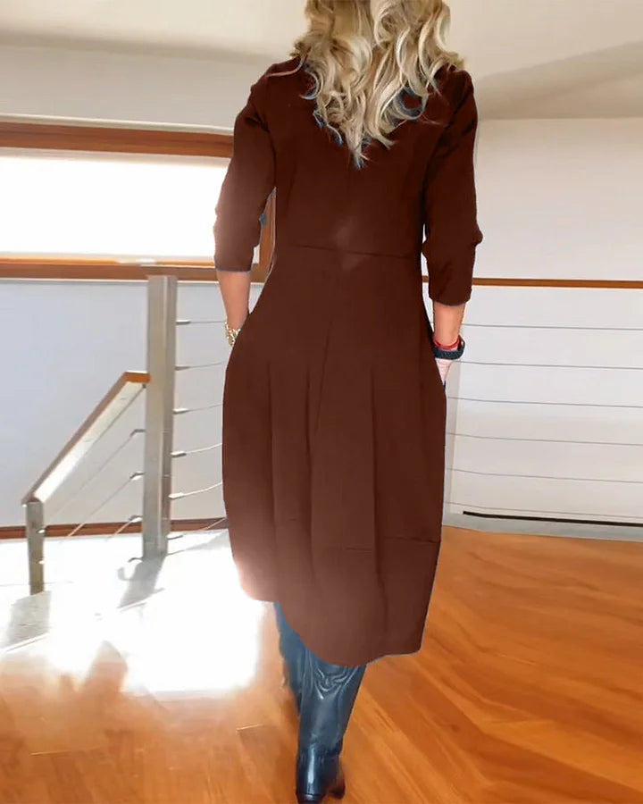 ✨ Suknelė ilgomis rankovėmis otāliu kaklu-LT 