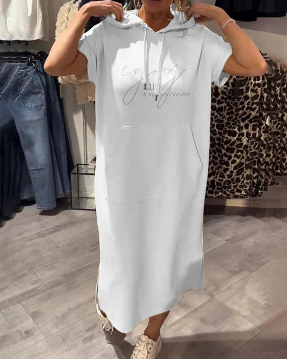💥🔥👗[S-5XL]2026 m. nauja vasarinio stiliaus laisva, patogi ir kvėpuojanti didelio dydžio džemperio suknelė-LT