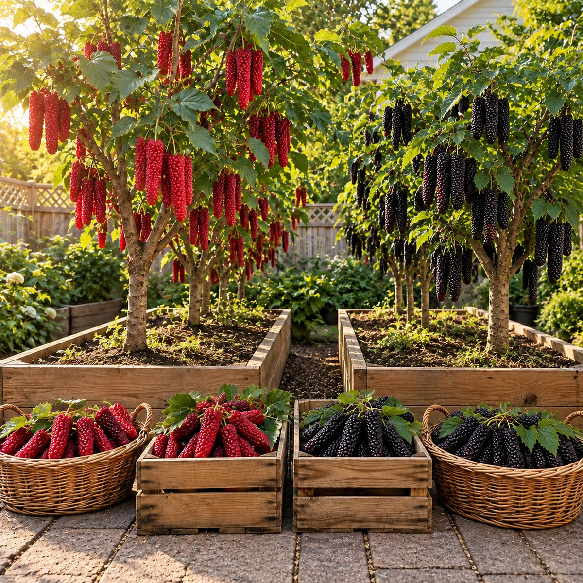 🌳 Giant Red & Black Mulberry Tree Saplings – Grow Sweet Berries at Home 🌿