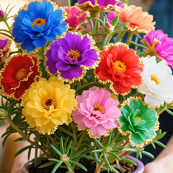 Zlata čipkasta portulaka🌸✨ Čudoviti dvojni cvetovi za lahkotno poletno barvanje-SI