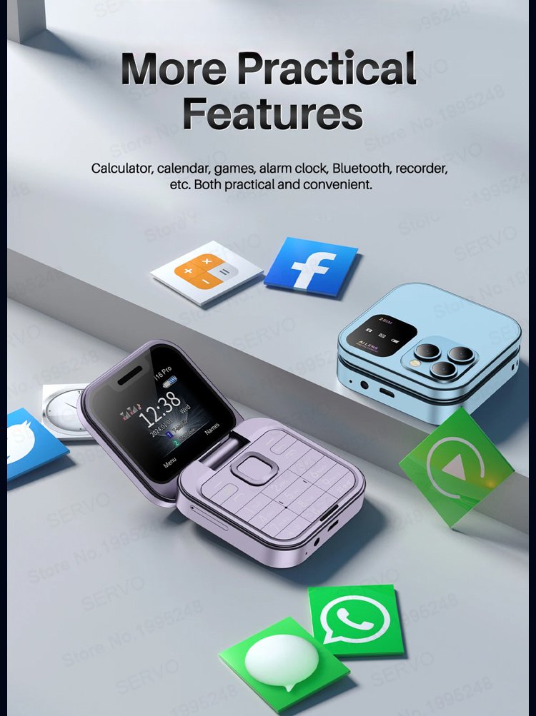 Salokāms telefonys ar atvāžamo pogu