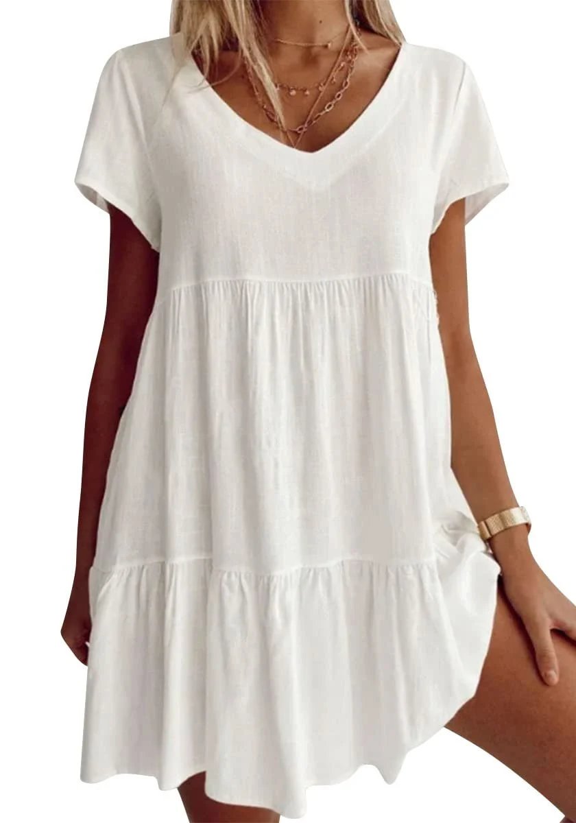 Φόρεμα casual με μανίκια corta con cuello en V-SP
