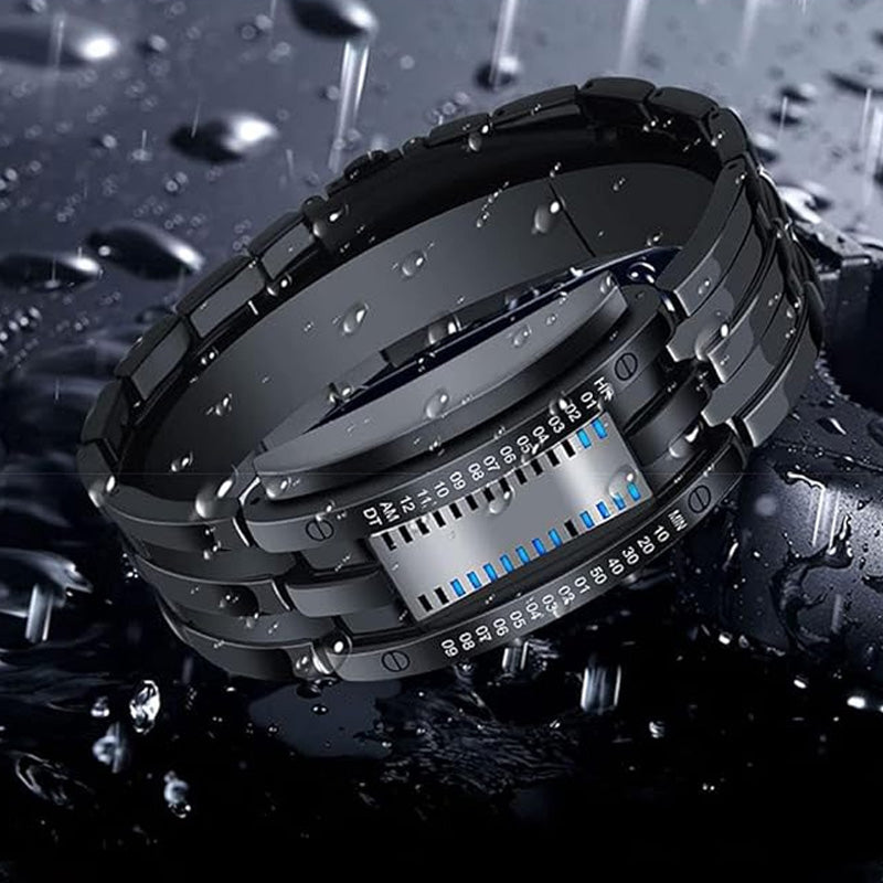⌚ ΤΩΡΑ 50% ΕΚΠΤΩΣΗ! 🤓 Ρολόι Cyberpunk Binary LED – «Μόνο οι Geeks το καταλαβαίνουν» – Φουτουριστικό, Μοναδικό και Εντυπωσιακό με Μπλε Οθόνη LED 💙-GR