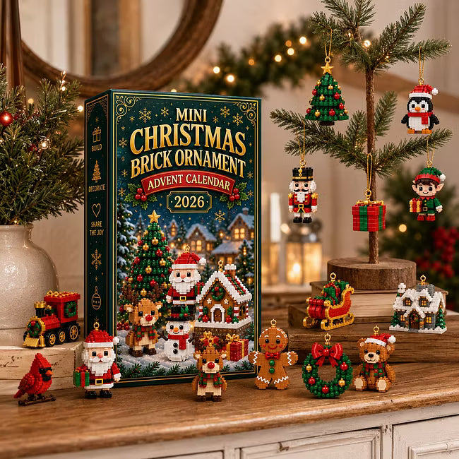 🎄 24 dienų mini Advento kalendorius su kalėdinėmis dekoracijomis | 24 unikalūs, šventiniai, patys sukurkite dizainus su pakabinimo kilpelėmis – puikiai tinka papuošti kalėdines eglutes, vainikus ir kitas šventines dekoracijas 🧱-LT