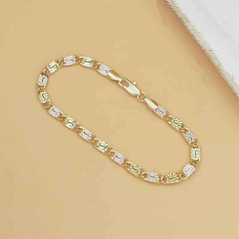 💎 ZDAJ 50 % POPUSTA! 👑 Unisex zapestnica s tribarvnimi členi - zlata/roza/srebrna, fasetiran brus in zaponka v obliki hobotnice - klasični členi, moderen sijaj 💛-SI