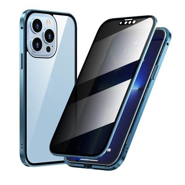 Magnetni ovitek za iPhone z antirefleksnim steklom in kovino-SI