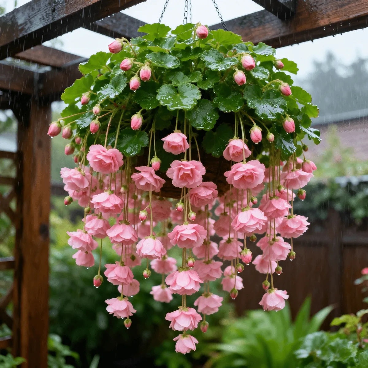💥 „Bloom King“ pakabinamame krepšelyje Nr. 1 – Kaskadinės begonijos svogūnėliai 💐-LT