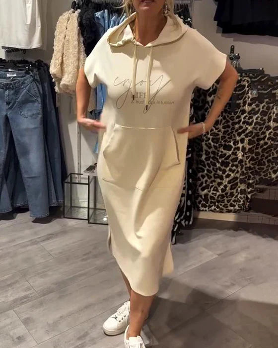 💥🔥👗[S-5XL]2026 m. nauja vasarinio stiliaus laisva, patogi ir kvėpuojanti didelio dydžio džemperio suknelė-LT
