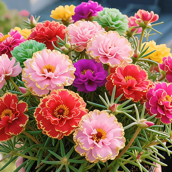 Zlata čipkasta portulaka🌸✨ Čudoviti dvojni cvetovi za lahkotno poletno barvanje-SI
