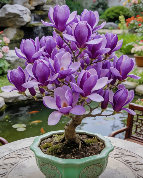 Čebulice Magnolia liliiflora (vijolične orhideje) 🌸 Cvetovi skrivajo liste, vonj napolnjuje zrak-SI