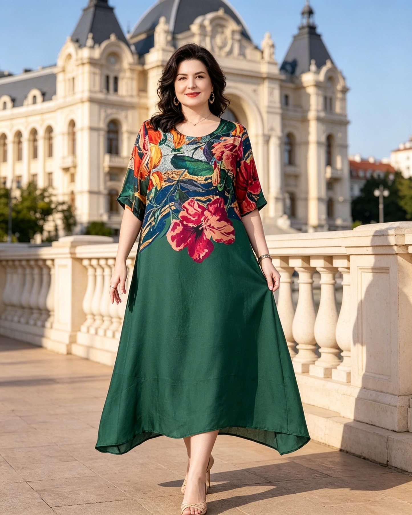👗Elegantiškos gėlėtos suknelės moterims dideliais dydžiais-LT