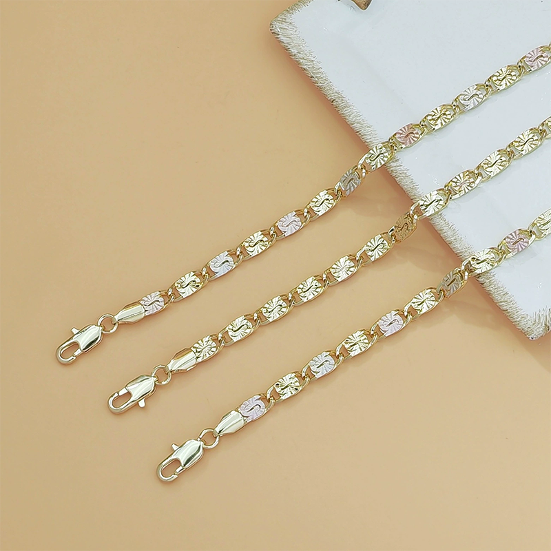 💎 ZDAJ 50 % POPUSTA! 👑 Unisex zapestnica s tribarvnimi členi - zlata/roza/srebrna, fasetiran brus in zaponka v obliki hobotnice - klasični členi, moderen sijaj 💛-SI