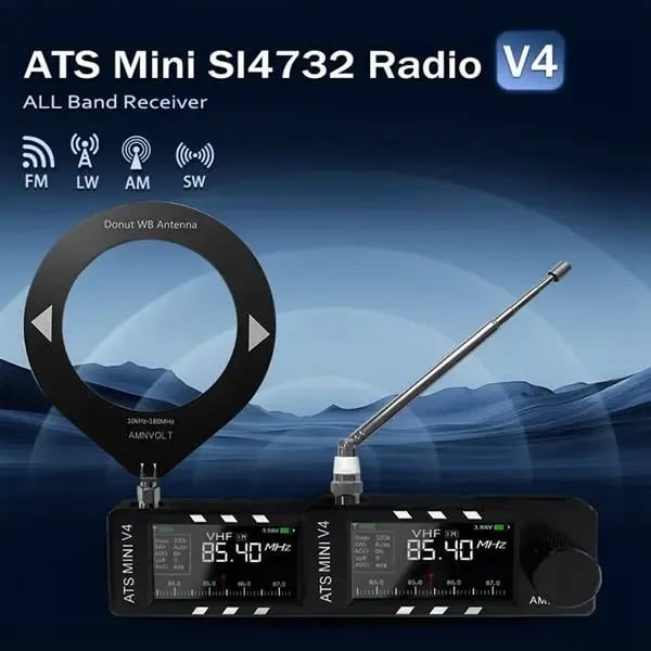📻Patobulintas ATS Mini V4 Si4732 visų dažnių DSP radijo imtuvas-LT