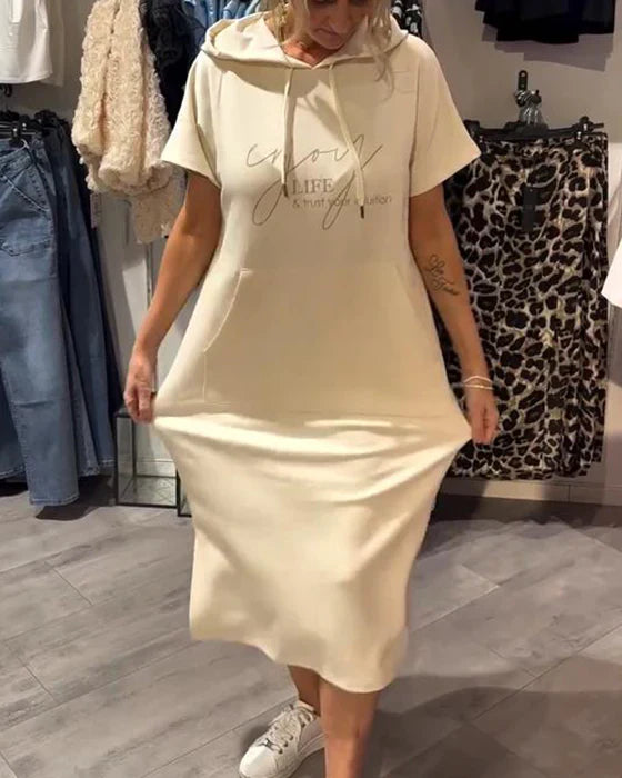 💥🔥👗[S-5XL]2026 m. nauja vasarinio stiliaus laisva, patogi ir kvėpuojanti didelio dydžio džemperio suknelė-LT