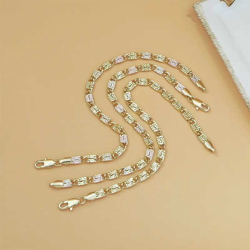 💎 ZDAJ 50 % POPUSTA! 👑 Unisex zapestnica s tribarvnimi členi - zlata/roza/srebrna, fasetiran brus in zaponka v obliki hobotnice - klasični členi, moderen sijaj 💛-SI