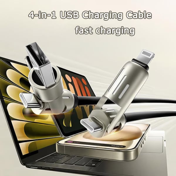 🔥4 viename USB įkrovimo laidas, greitas įkrovimas⚡-LT