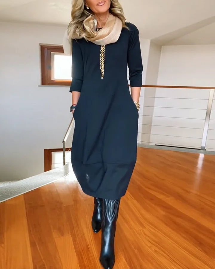 ✨ Suknelė ilgomis rankovėmis otāliu kaklu-LT 
