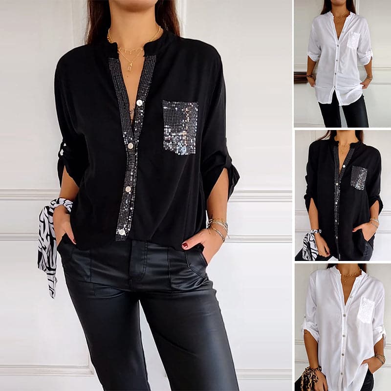 🔥2024 Casual patchwork τοπ με παγιέτες-GR 