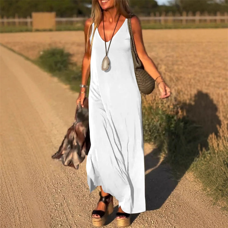 🔥👗Moteriška maksi suknelė su miela iškirpte-LT