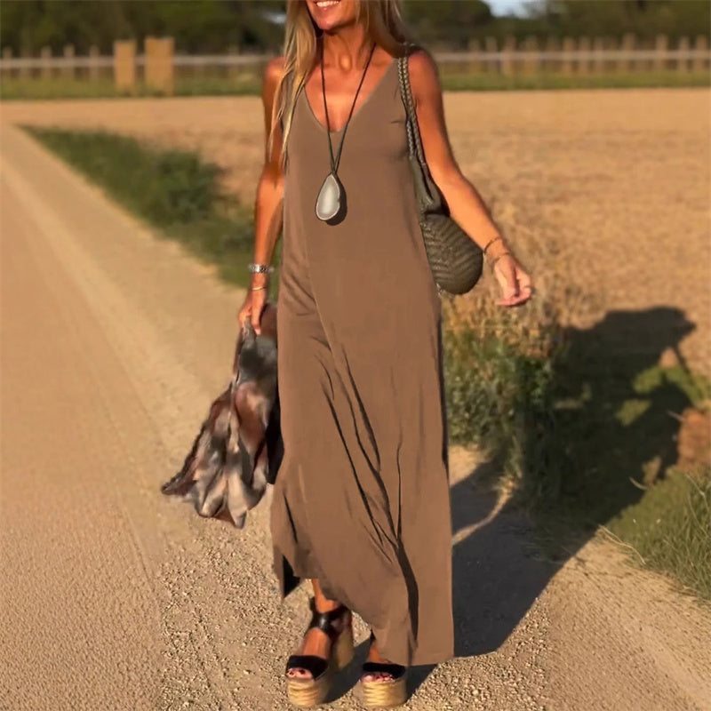 🔥👗Γυναικείο μάξι φόρεμα με χαριτωμένο ντεκολτέ-SI