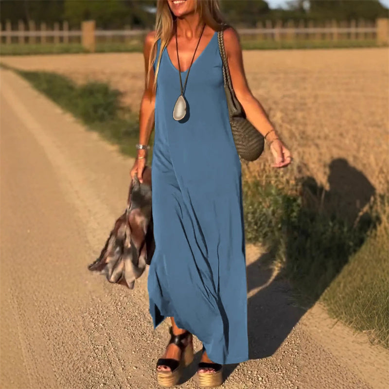 🔥👗Γυναικείο μάξι φόρεμα με χαριτωμένο ντεκολτέ-SI